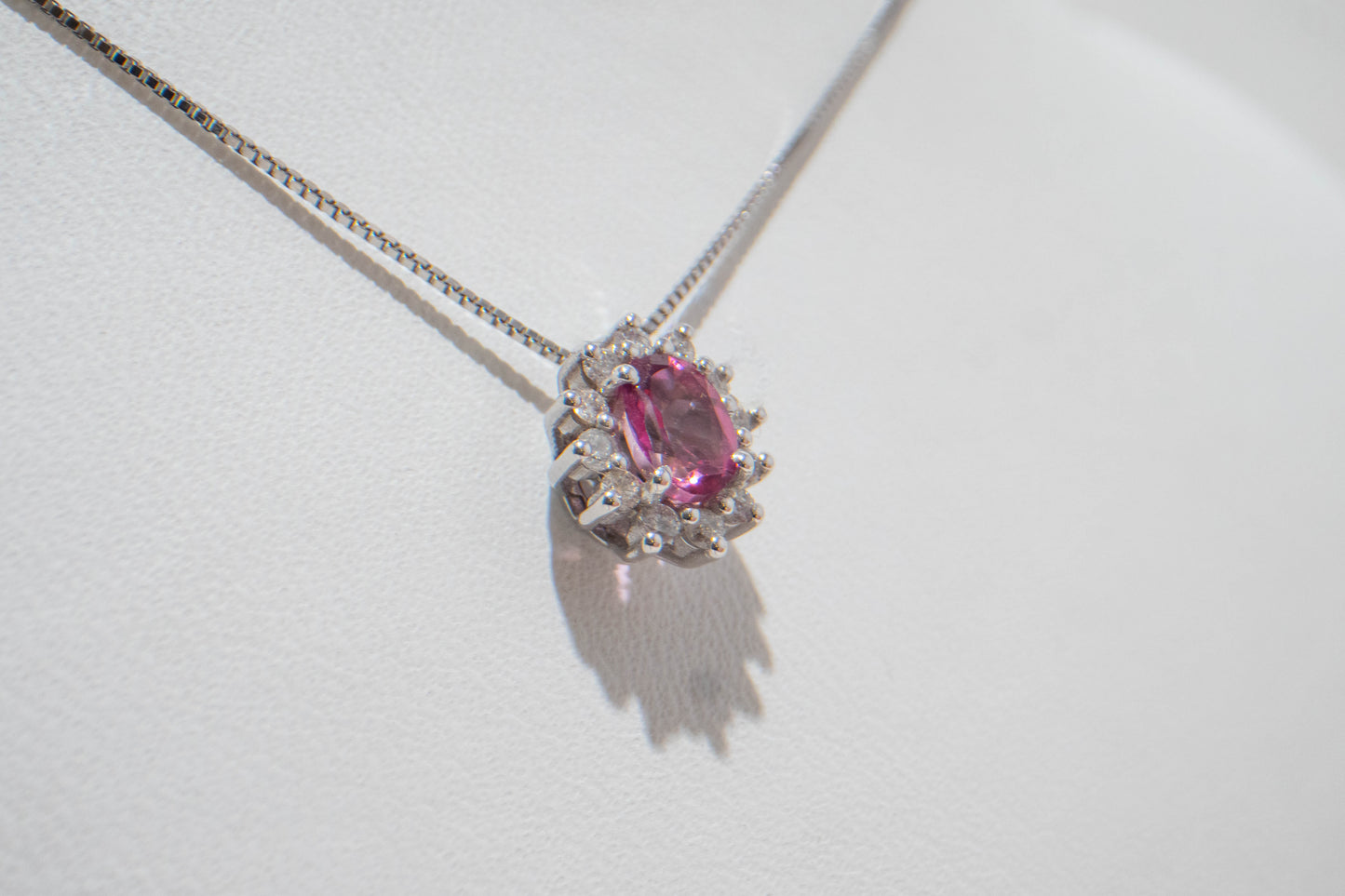 COLLANA Topazio Rosa Contorno Ovale