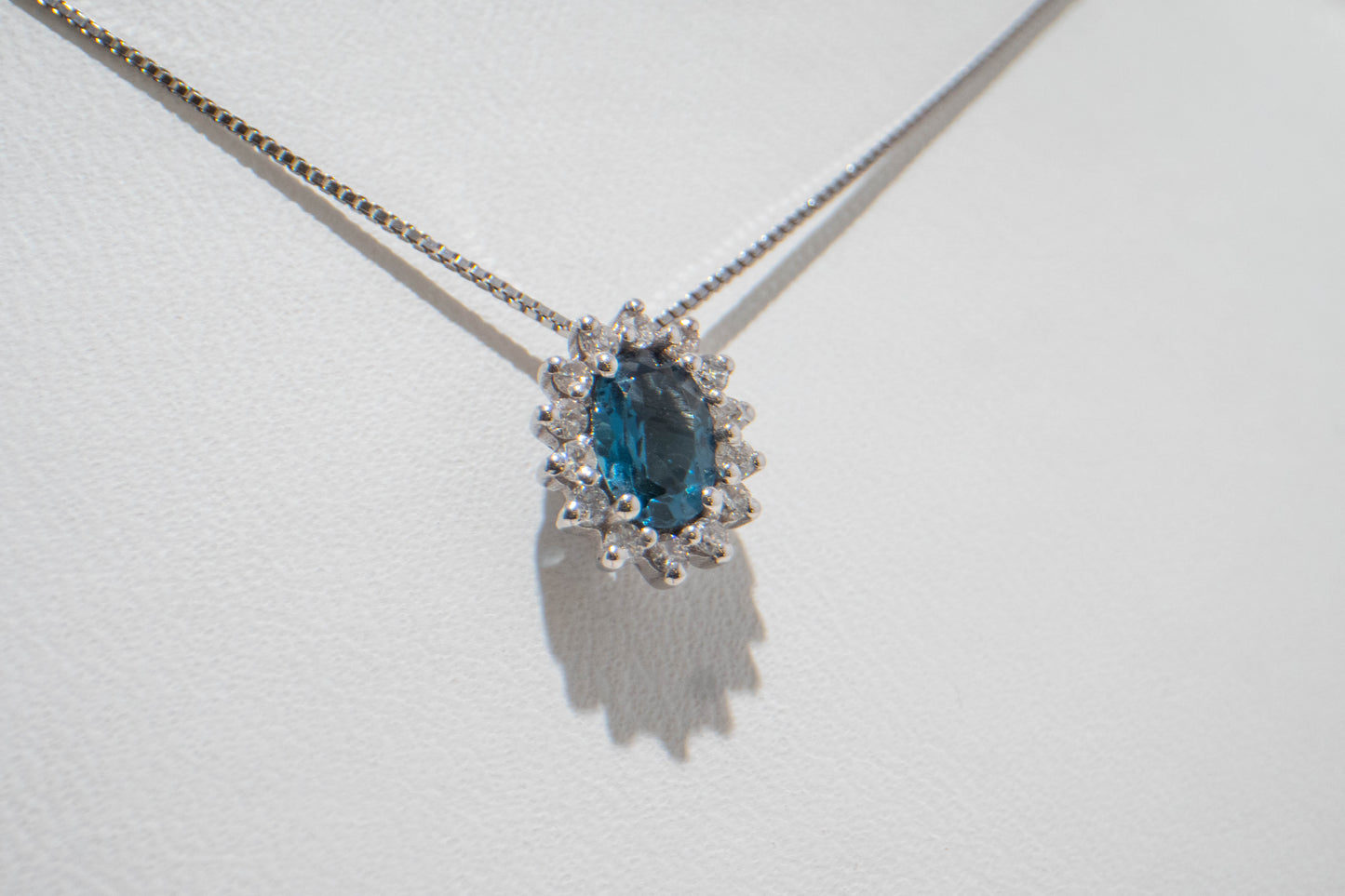 COLLANA Topazio Blu London Contorno Ovale